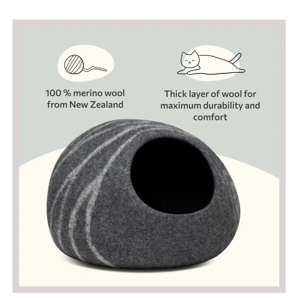 Meowfia Medium Wool Cat Cave - Picture 8 of 11